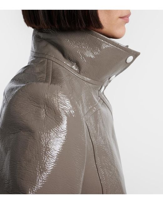 Courreges Gray Logo Vinyl Cropped Jacket