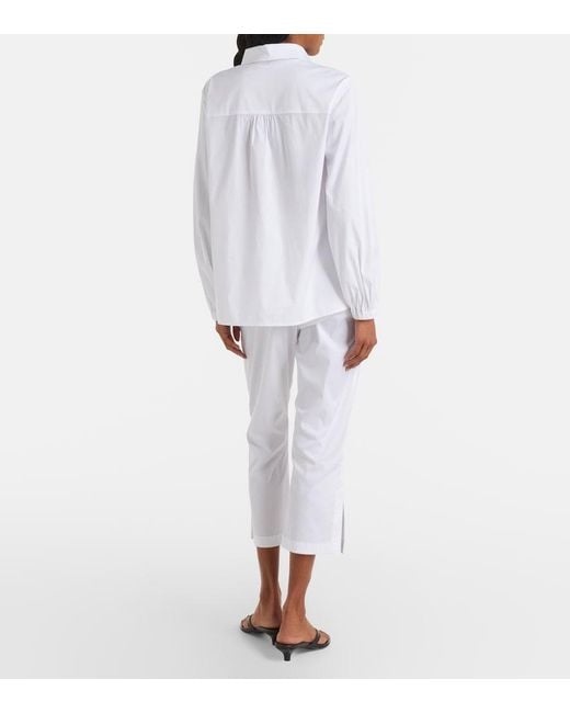 Max Mara White Curve Cotton-Blend Cropped Straight Pants