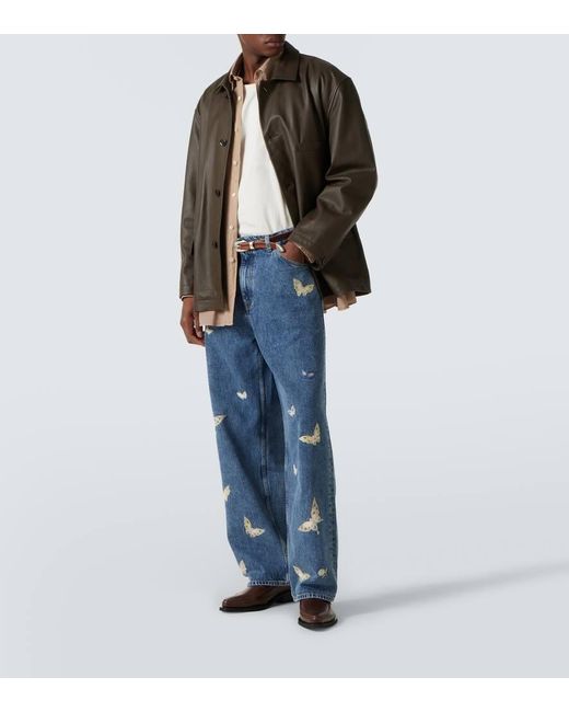 Our Legacy Blue Vast Cut Embroidered Straight Jeans for men