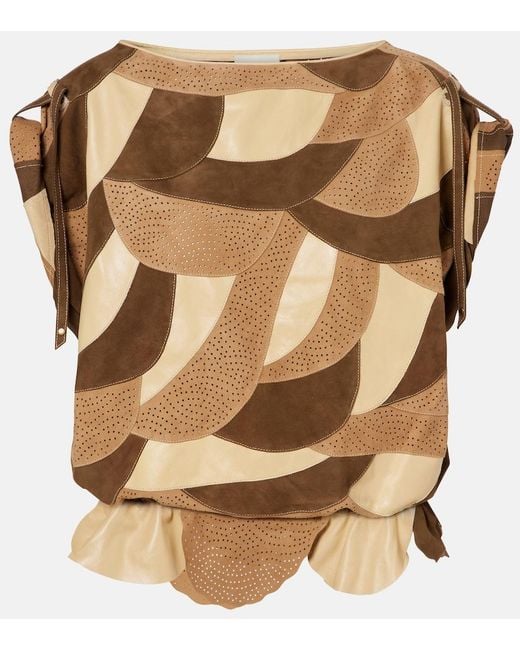 Isabel Marant Brown Dalmy Perforated Suede Top