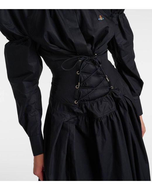Vestido midi Kate de popelin de algodon Vivienne Westwood de color Black
