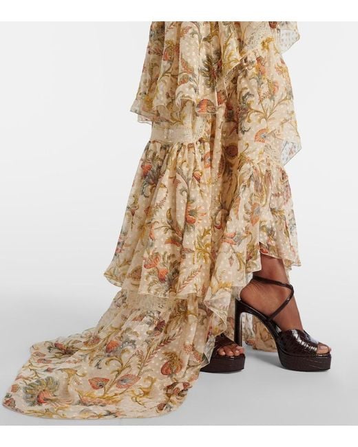 Etro Natural Printed Silk-Blend Maxi Dress
