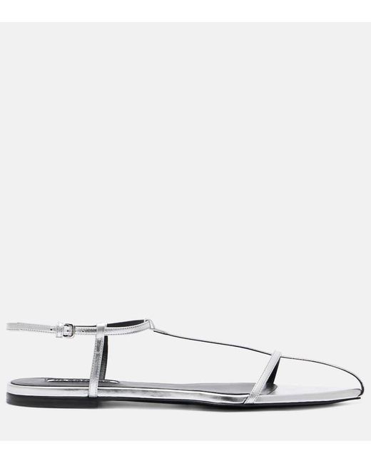 Jil Sander White Metallic Leather Sandals