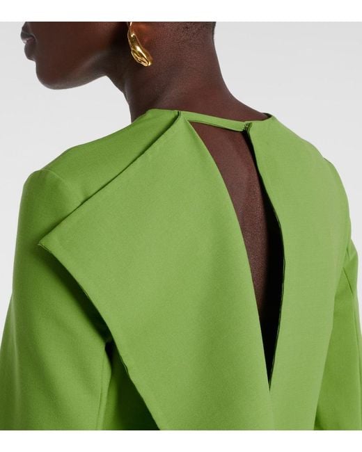 Vestido De Fiesta En Mezcla De Lana Adornado Oscar de la Renta de color Green