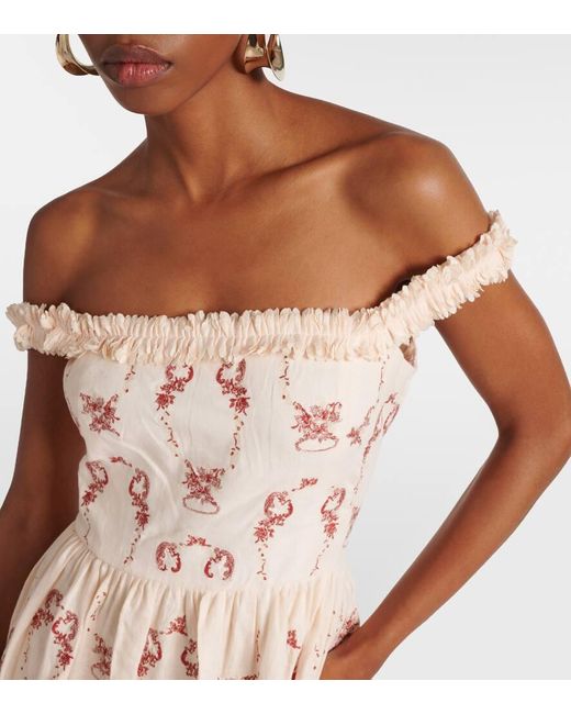 Agua Bendita White Achiote Florero Embroidered Linen Maxi Dress