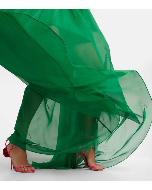 Rasario Green Cutout Chiffon Gown
