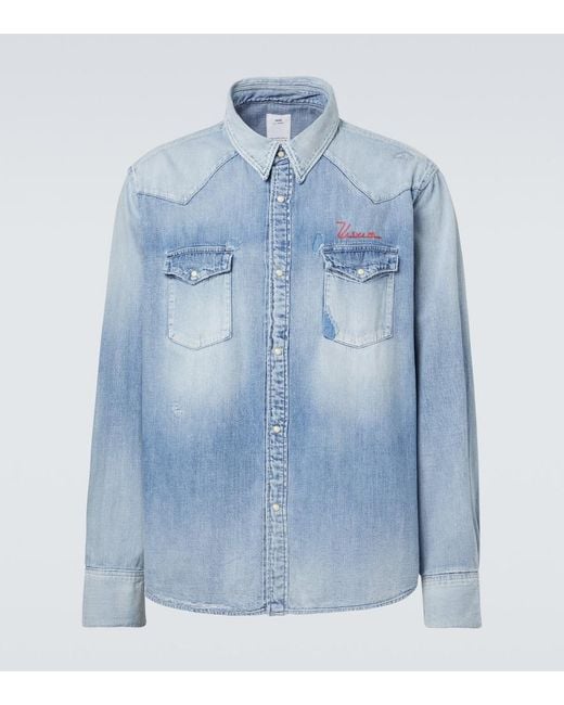 Visvim Blue Distressed Denim Shirt for men