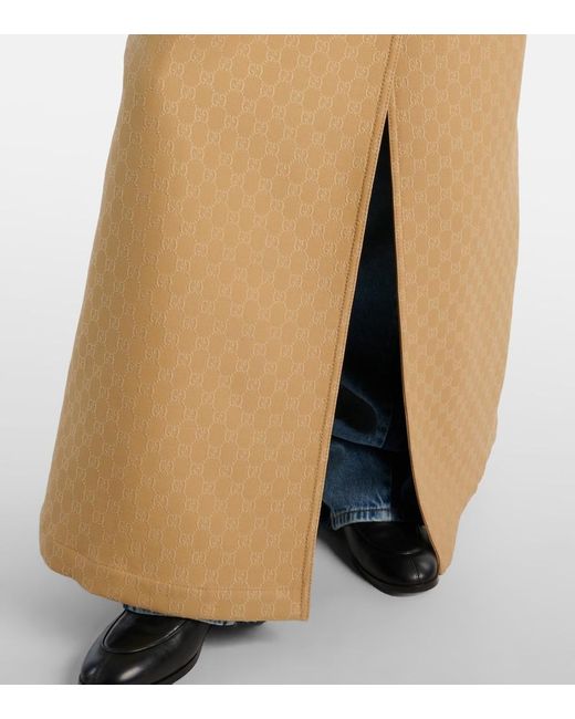 Gucci Natural Gg Wool And Silk Crepe Trench Coat