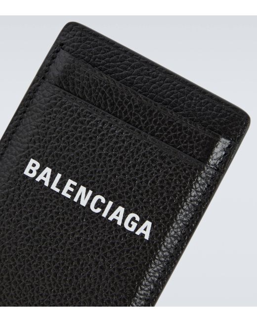 Balenciaga Black Cash Leather Phone Card Holder for men