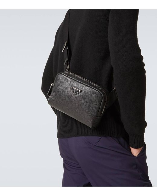 Prada Messenger Bag Small Aus Leder in Black für Herren