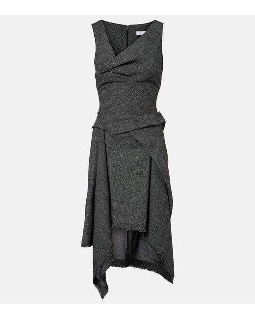 McQueen Black Wool Midi Dress