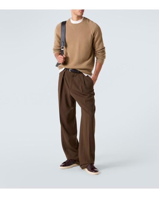 Tom Ford Brown Warwick Croc-Effect Leather Sneakers for men