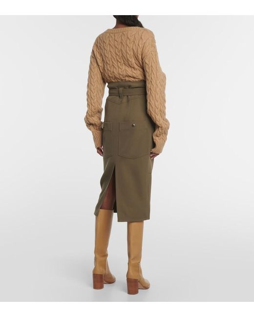 Tod's Green Wool Midi Skirt