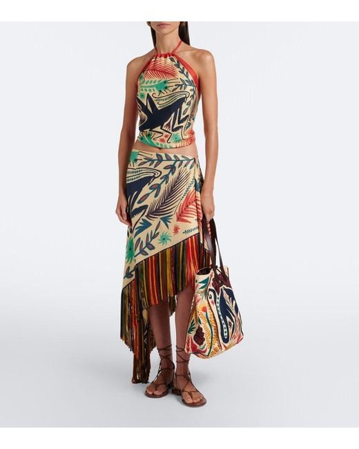 Etro Blue Tabby Large Printed Tote Bag