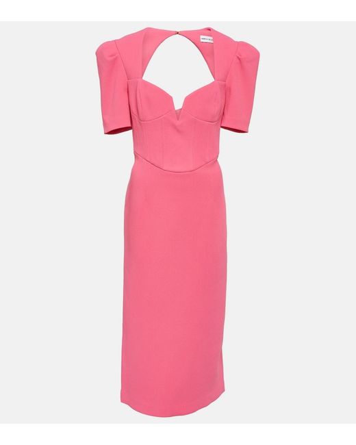 Rebecca Vallance Pink Marie Puff-Sleeve Midi Dress
