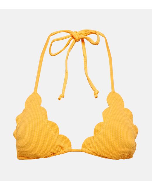 Marysia Swim Yellow Broadway Scalloped Triangle Bikini Top