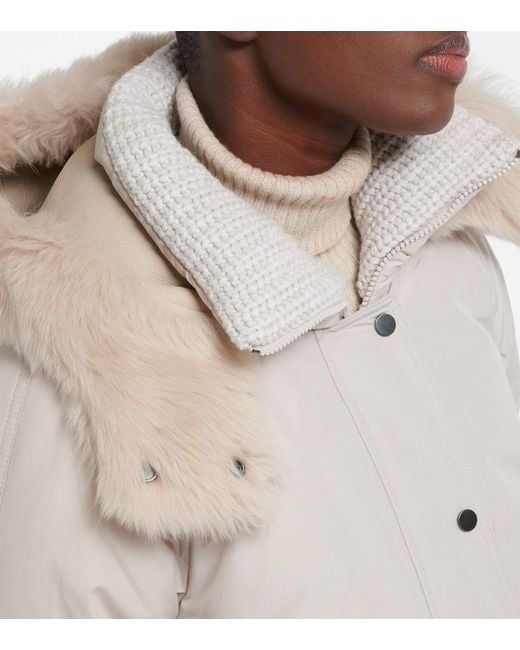Brunello Cucinelli Natural Shearling-Trimmed Taffeta Down Jacket