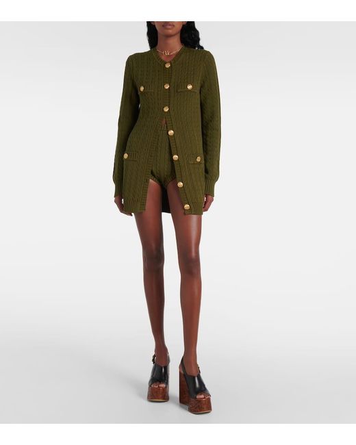 Chloé Green Cable-Knit Cardigan