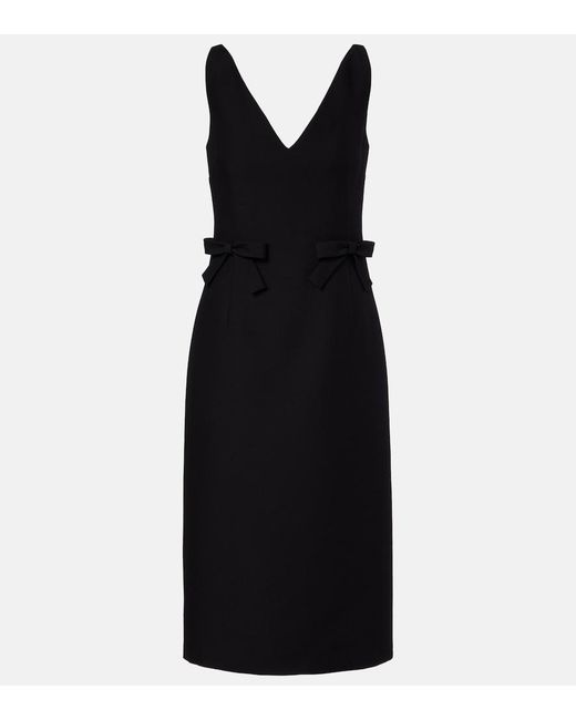 Valentino Black Crepe Couture Bow-Detail Midi Dress