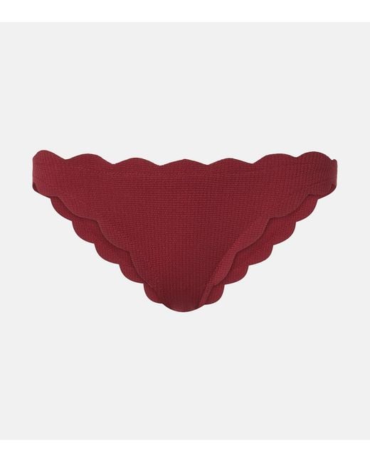 Marysia Swim Red Antibes Scalloped Bikini Bottoms
