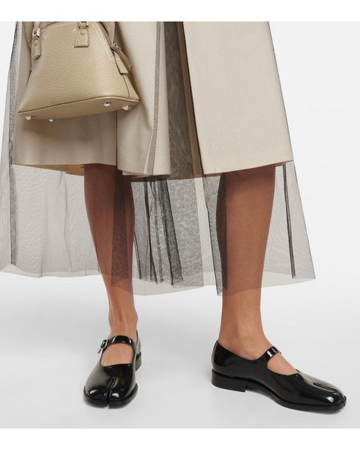 Maison Margiela Black Tabi Patent Leather Mary Jane Flats