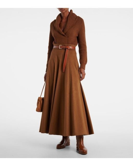 Max Mara Brown Camel Hair Maxi Skirt