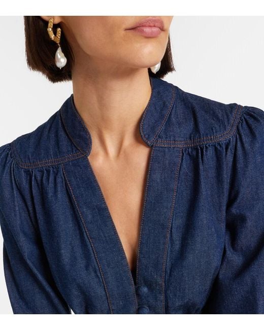 Zimmermann Blue Awaken Denim Blouse