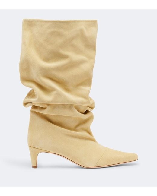 Staud Natural Wally Suede Mid-Calf Boots