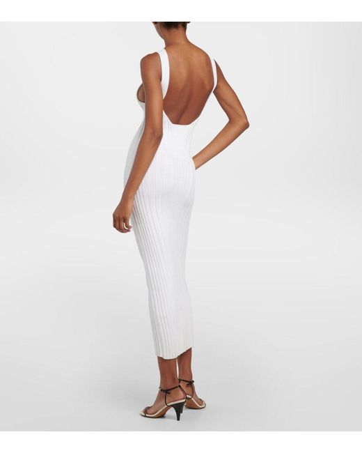 Khaite White Ottilie Cotton-Blend Midi Dress