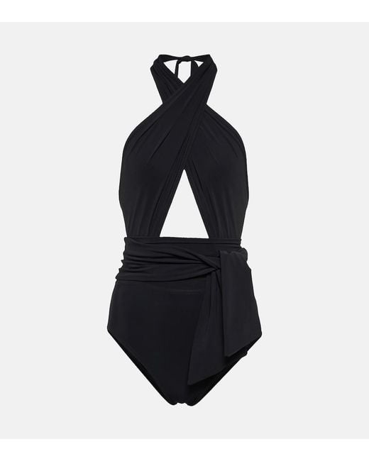 Karla Colletto Black Cutout Halterneck Swimsuit