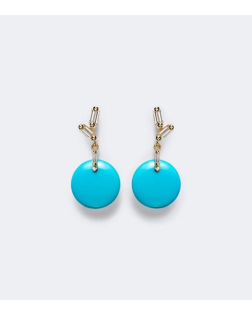 Suzanne Kalan Blue 18Kt Drop Earrings With Diamonds And