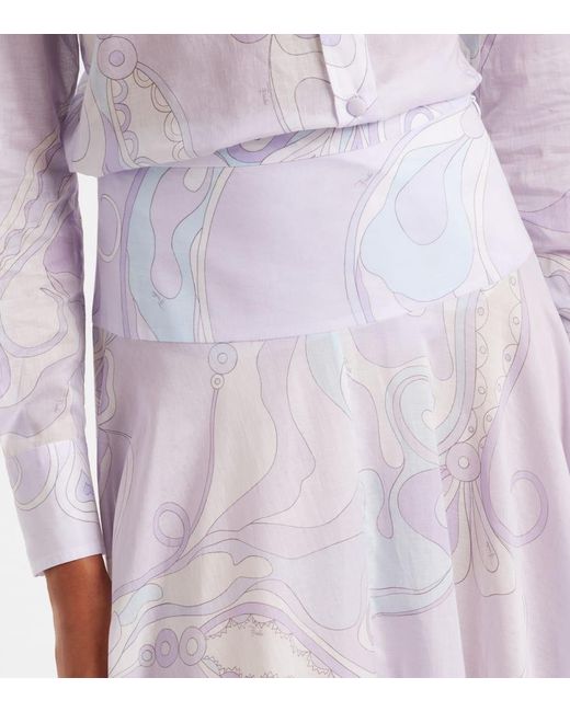 Emilio Pucci Purple Orchidee Cotton Maxi Skirt