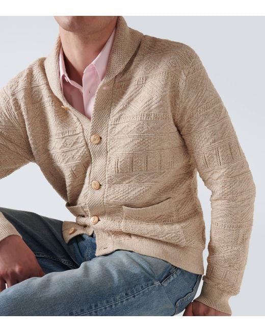 RRL Natural Cotton And Linen Cardigan for men