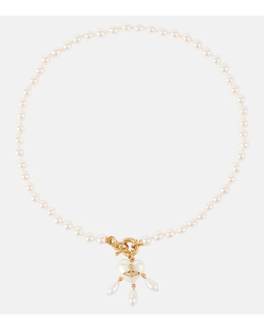 Collar Sheryl Chapado En Oro Con Perlas Sinteticas Vivienne Westwood de color White