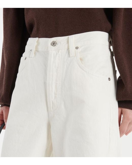 Citizens of Humanity White Ayla Mid-Rise Wide-Leg Jeans