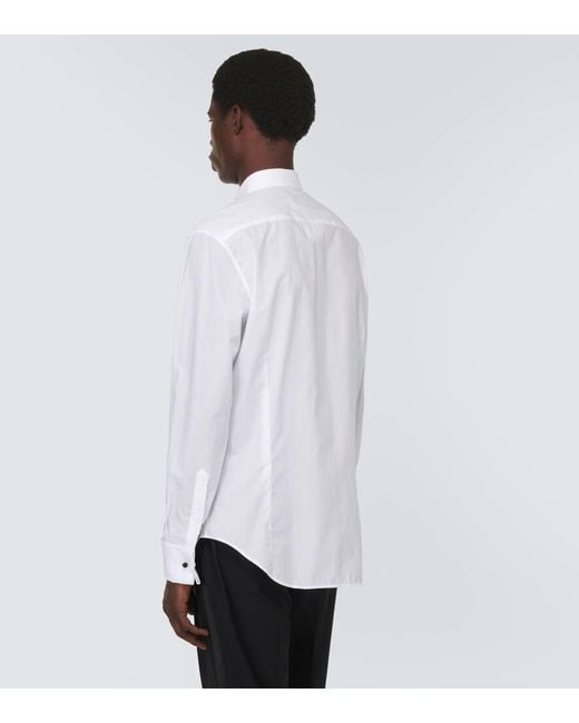 Camisa de esmoquin de algodon plisada Giorgio Armani de hombre de color White