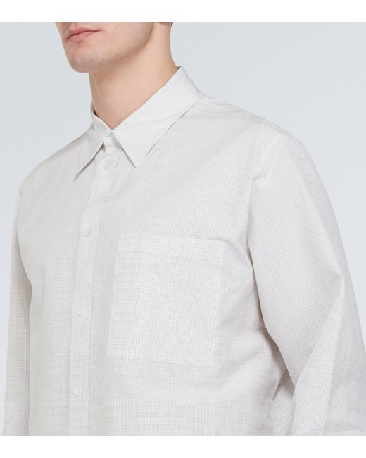 Bottega Veneta White Checked Cotton And Linen Shirt for men