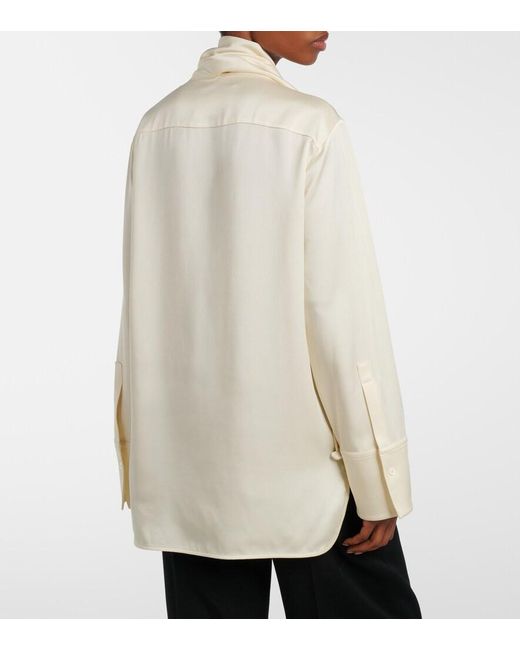 Jil Sander Natural Scarf-Detail Satin Shirt