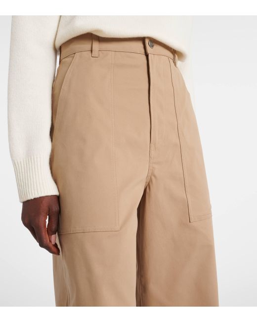 Moncler Natural High-Rise Gabardine Wide-Leg Pants