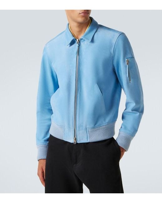 Tom Ford Blue Suede Blouson Jacket for men
