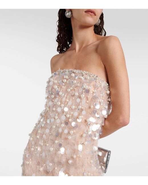 Carolina Herrera Natural Sequined Bustier Gown