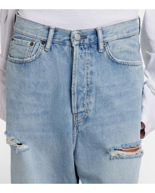 Acne Blue Distressed Denim Bermuda Shorts