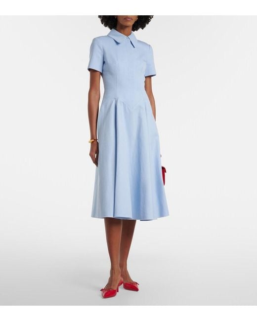 Emilia Wickstead Blue Jody Boucle Tweed Midi Dress
