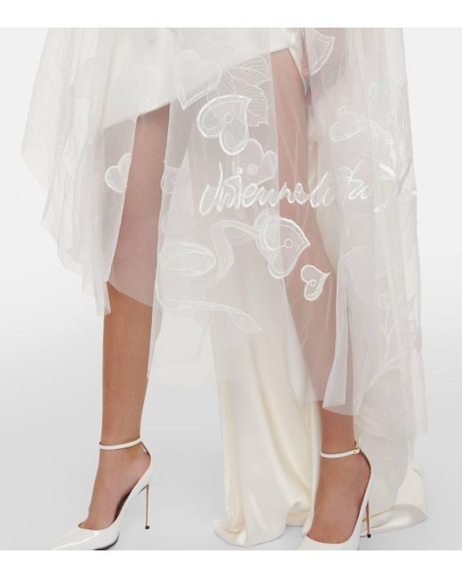 Vivienne Westwood White Bridal Love Birds Embroidered Tulle Veil