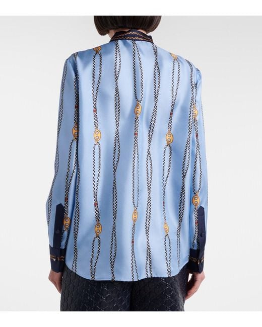 Gucci Blue Printed Silk Twill Shirt
