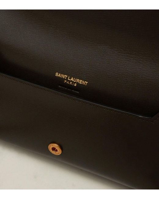 Saint Laurent Black Cassandre Leather Phone Pouch