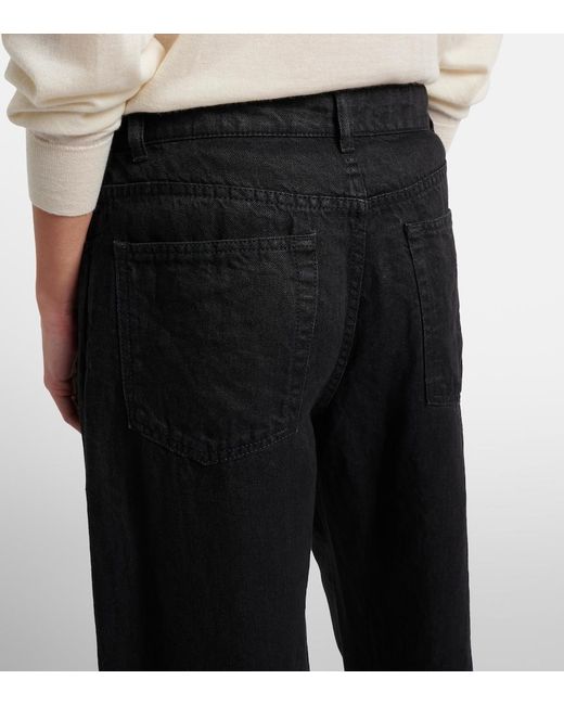 The Row Black Eglitta Linen Wide-Leg Jeans