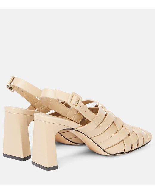 Souliers Martinez Metallic Leona 80 Leather Slingback Pumps
