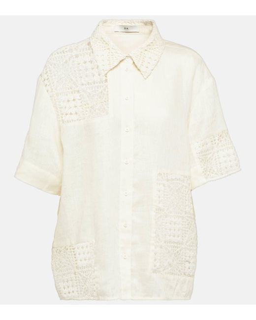 Sir. The Label White Rayure Patchwork Cotton Shirt
