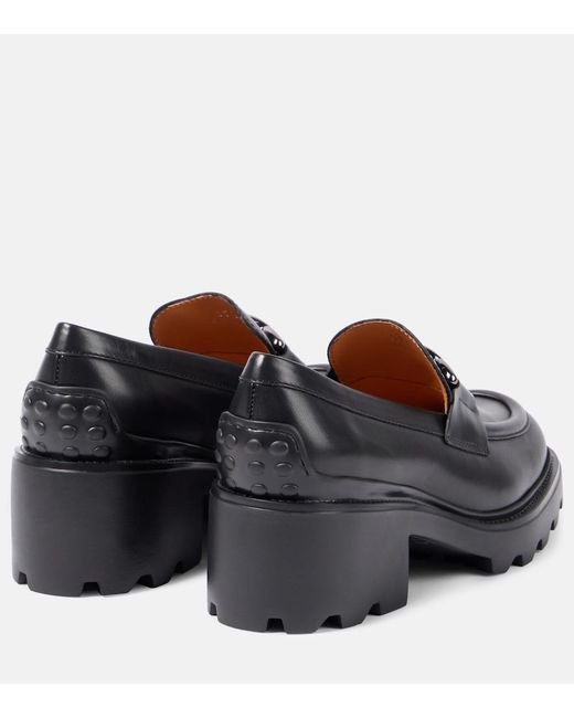 Tod's Black Leather Loafer Pumps